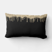 Gold Black Luxe Glitzer Glam Monogram Name Lendenkissen (Rückseite)