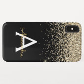 Gold Black Luxury Glitzer Elegantes Monogramm Case-Mate iPhone Hülle (Rückseite (Horizontal))