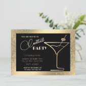 Gold Black Luxus Cocktail Party Einladung (Stehend Vorderseite)