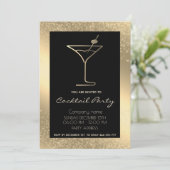 Gold Black Luxus Cocktail Party Einladung (Stehend Vorderseite)