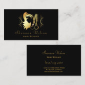 Gold & Black Luxus Friseur - Salon Tools Visitenkarte (Vorne/Hinten)