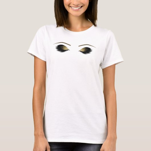 Gold Black Makeup Eyes Modernes Glam Trendy T-Shirt (Vorderseite)