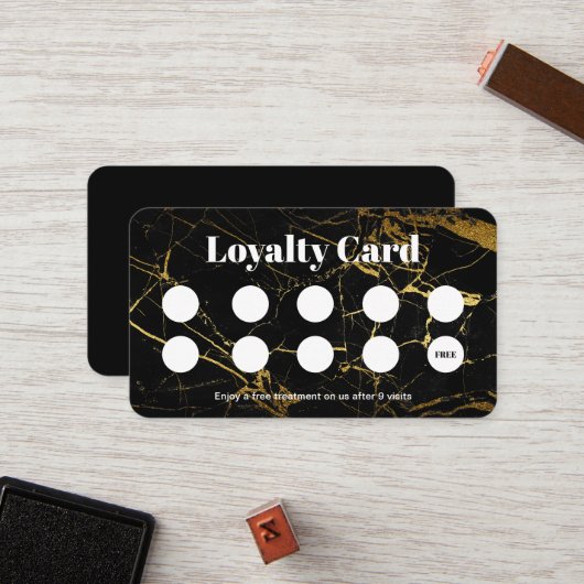 Gold Black Marble Make-up artist Loyalty Card Treuekarte (Vorderseite/Rückseite Beispiel)