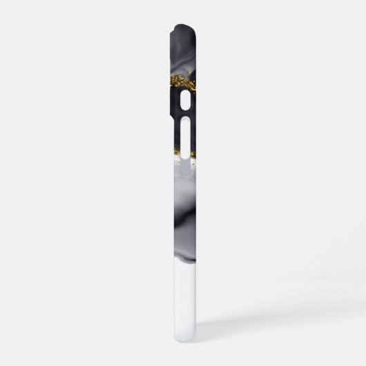 Gold Black Marble Personalize iPhone 16 Hülle (Linke Seite)
