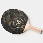 Gold Black Marble Swirl Stone Monogram Tischtennis Schläger (Seitenansicht)