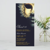 Gold Black Masquerade Sweet 16 Geburtstag Einladun Einladung (Stehend Vorderseite)