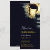 Gold Black Masquerade Sweet 16 Geburtstag Einladun Einladung (Vorne/Hinten)
