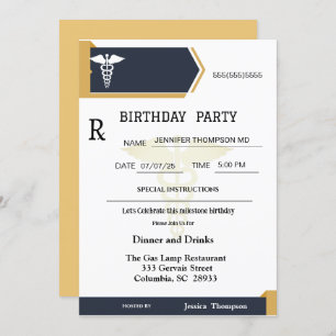 Gold Black Medical Prescription Pad Geburtstag Einladung