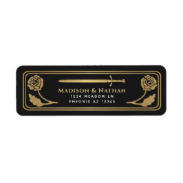 Gold Black Medieval Fantasy Sword Wedding Label