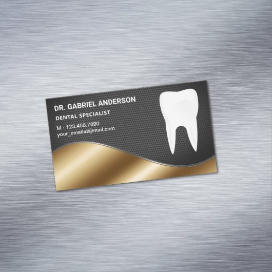 Gold Black Mesh Tooth Zahnarzt Magnetische Visitenkarte (Beispiel)