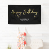 Gold & Black Minimal Custom Happy Birthday Banner (Insitu)