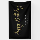 Gold & Black Minimal Custom Happy Birthday Banner (Vertikal)