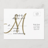 Gold Black Minimal Script Monogram Wedding RSVP Einladungspostkarte (Rückseite)