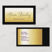 Gold Black Minimalist  Visitenkarte (Vorne/Hinten)