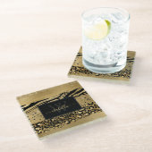 Gold Black Mit Monogramm Glasuntersetzer (Schrägansicht)