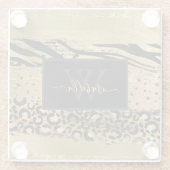 Gold Black Mit Monogramm Glasuntersetzer (Rückseite)