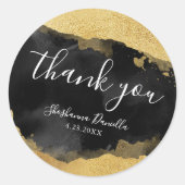 Gold Black Mitzvah Vielen Dank Runder Aufkleber (Vorderseite)