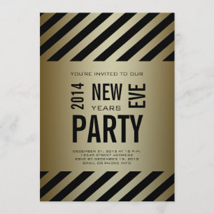 Gold Black Modern 2014 Neue Jahre Party Einladung
