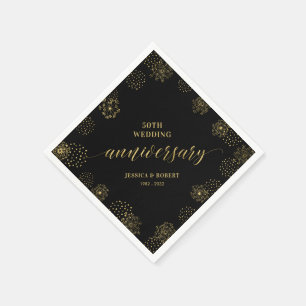 Gold & Black Modern 50. Hochzeitsjubiläum Party Serviette