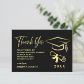 Gold Black Modern Abschluss FOTO Dankeskarte (Stehend Vorderseite)