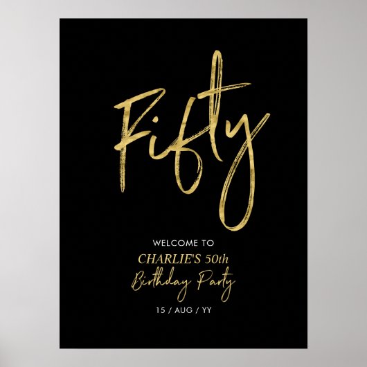 Gold & Black Modern Birthday Party Welcome Poster (Vorne)