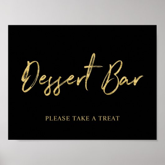 Gold Black Modern Brush Briefe Dessert Bar Sign Poster (Vorne)
