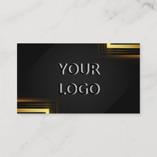 Gold Black Modern Business Card mit Logo Visitenkarte (Rückseite)