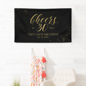 Gold & Black Modern Cheers 30. Geburtstag Party Banner (Insitu)