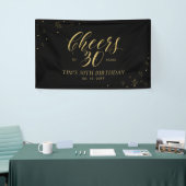 Gold & Black Modern Cheers 30. Geburtstag Party Banner (Messeveranstaltung)