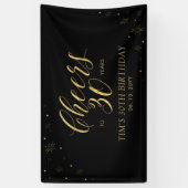 Gold & Black Modern Cheers 30. Geburtstag Party Banner (Vertikal)