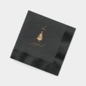 Gold & Black Modern Christmas Foil Stamped Napkins Servietten Mit Folie (Links)
