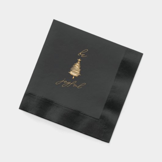 Gold & Black Modern Christmas Foil Stamped Napkins Servietten Mit Folie (Links)