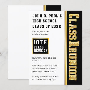 Gold   Black Modern Class Wiedersehen Partys Einladung