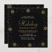 Gold & Black Modern Corporate Holiday Dinner Party Einladung (Vorne/Hinten)