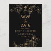Gold Black Modern Elegant Save the Date floral Ankündigungspostkarte (Vorderseite)