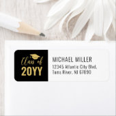 Gold & Black Modern Graduation Cap Address Labels (Insitu)