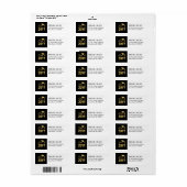 Gold & Black Modern Graduation Cap Address Labels (Vorne)