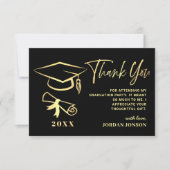 Gold Black Modern Graduation Party Dankeskarte (Vorderseite)