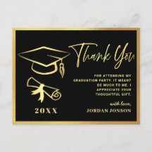 Gold Black Modern Graduation Party Vielen Dank