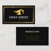 Gold & Black Modern Hair Stylist Visitenkarte (Vorne/Hinten)