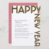 Gold Black Modern Happy New Years Eve Party Einladung (Vorne/Hinten)