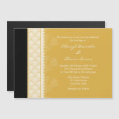 Gold Black Modern Magnetic Wedding Einladung (Vorne/Hinten)