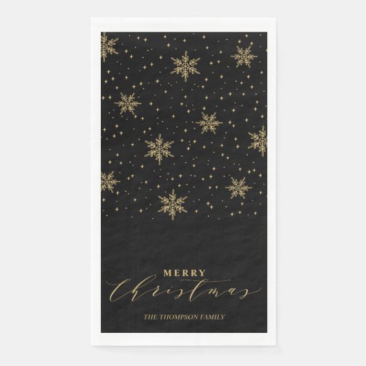 Gold & Black Modern Merry Christmas Party Napkins Serviette (Vorderseite)