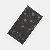 Gold & Black Modern Merry Christmas Party Napkins Serviette (Ecke)