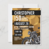 Gold Black Modern Motorrad Thema 50. Geburtstag Einladung (Vorderseite)