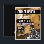 Gold Black Modern Motorrad Thema 50. Geburtstag Einladung<br><div class="desc">Dieses raffinierte Motorrad-Thema feiert diesen Meilenstein goldenen Geburtstag. Der Text ist vollständig anpassbar. Dieses Design wurde zuerst von einer Freundin für ihren Ehemann, der Motorräder Lieben angefordert. Sie kaufte ihm ein brandneues Motorrad als Geschenk für seinen Geburtstag und wollte das Party-Thema, um sich um dieses Hobby zu entwickeln, indem sie...</div>