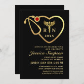 Gold Black Modern Nursing School Graduation Party Einladung (Vorne/Hinten)