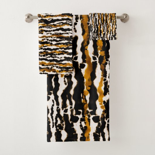 Gold & Black Modern Safari - Jungle Glam Badhandtuch Set (Insitu)