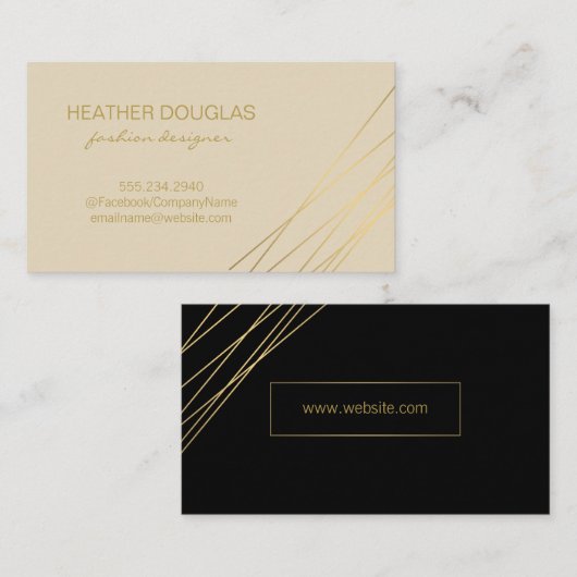 Gold Black Modern Visitenkarte (Vorne/Hinten)