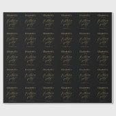 Gold & Black Moderne Geburtstagsfeier Geschenkpapier (Flach)